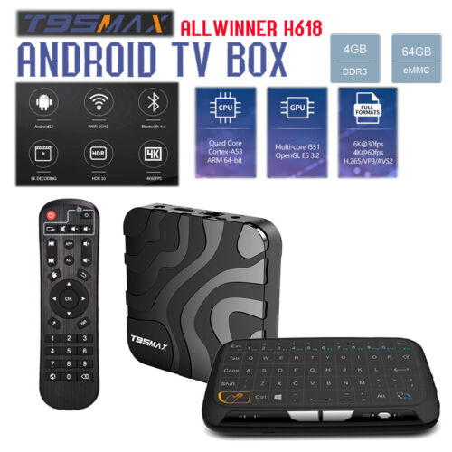 Android 12 T95 MAX-H618 6K HDR 4GB/64GB Bluetooth Dual WiFi 5G Allwinner TV Box