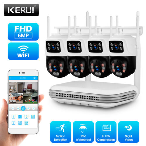 KERUI Security Camera System Outdoor Wireless Audio Wifi Home CCTV 6MP 8CH NVR