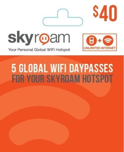 5 Global WiFi Day Passes Skyroam SOLIS Global Hot Spot Unlimited Data