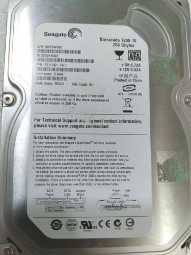 Seagate ST3250410AS Barracuda 7200.10 250 GB 3.5″ Desktop Hard Drive