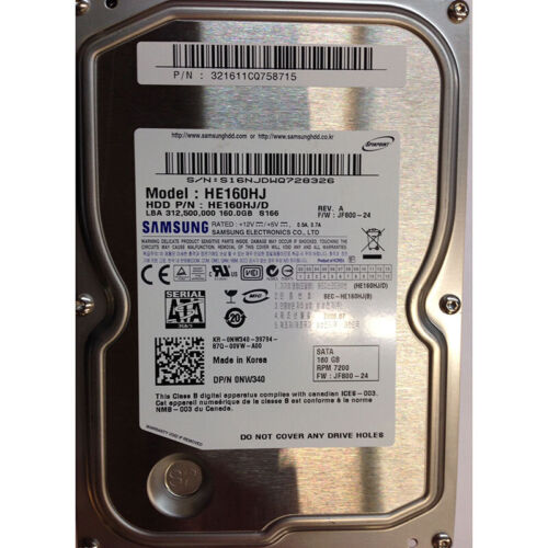 0NW340 – Dell 160GB 7200 RPM SATA 3.5″ HDD