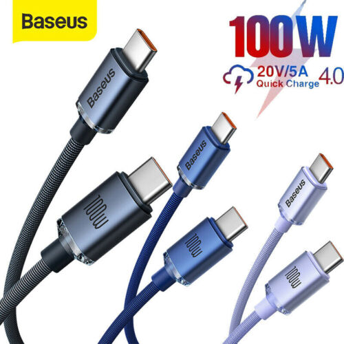 Baseus PD 100W Type-C USB C Fast Charging Data Cable For Samsung Huawei Xiaomi