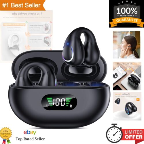 Open Ear Bluetooth 5.3 Wireless Earbuds with 30H Playtime & Waterproof Design