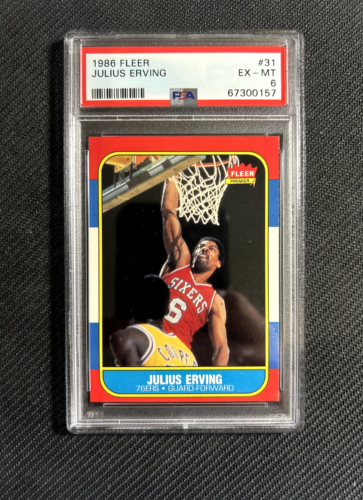 1986-87 Fleer Basketball Julius Erving # 31 PSA 6 EX-MT Sixers