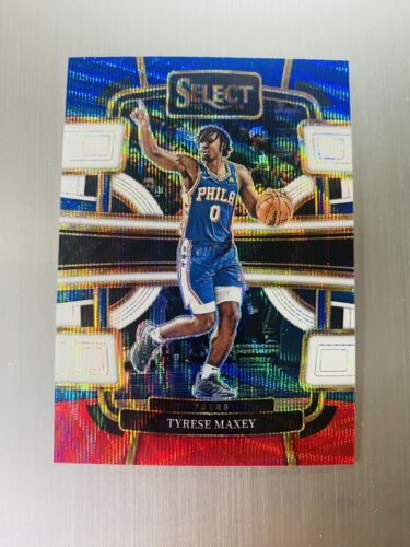 Tyrese Maxey 2023-24 Panini Select Concourse Red White & Blue Prizm #44 Sixers