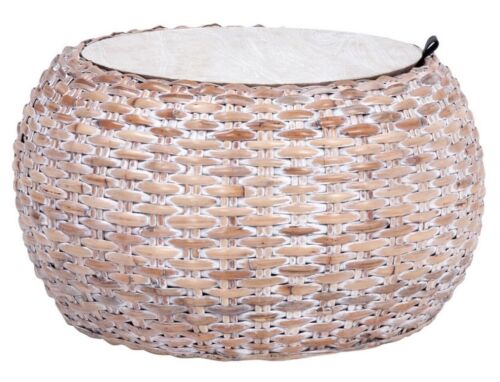 SAFAVIEH Klarysa Wood And Rattan Coffee Table | Natural White Wash / White |