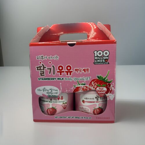 Kwailnara Welcos, Made In Korea, Strawberry Milk Cleaner & Lotion Set – New-