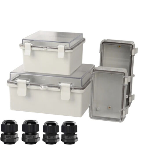 Electrical Project Enclosure Clear Cover IP65 ABS Junction Box with Cable Gland