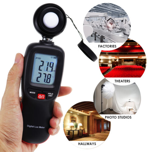 Illuminance Light Meter Luminometer Temperature Tester Data Storage 200,000 Lux