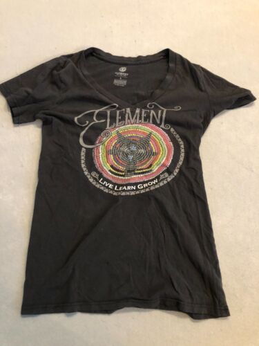 Element Shirt Women’s Large Live Learn Grow Black V-Neck Tee