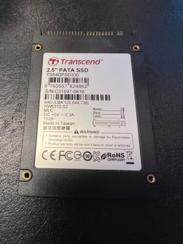 Transcend 2.5″ 64GB PATA MLC Internal Solid State Drive (SSD) TS64GPSD330