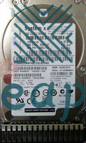 IBM 00AJ146 00AJ147 00AJ150 1.2TB 10K 6G 2.5″ G3HS SAS HARD DRIVE without tray