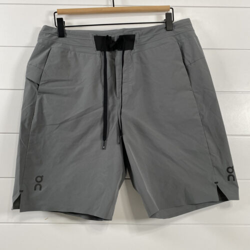 Run On Clouds Mens Hybrid Shorts sz L Gray 8 in inseam Drawstring Activewear