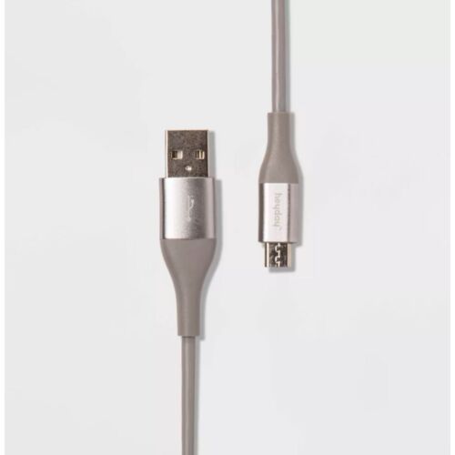 6′ Micro-USB to USB-A Round Cable – heyday – Cool Gray/Silver