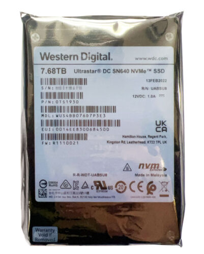 Brand New Western Digital Ultrastar DC SN640 7.68TB 2.5“ NVME PCIe SSD 0TS1930