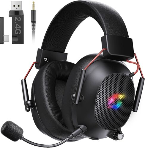 Wireless Gaming Headset with 50H Battery, Surround Sound & Noise Canceling Mic