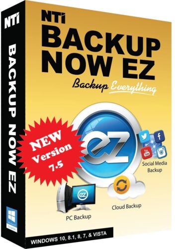 NTI Backup Now EZ 7.5, Backup & Recovery for Windows 11, 10, 8.1, 8, 7, or Vista