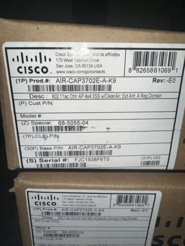 Cisco Aironet 3702E Wireless 802.11ac Access Point AIR-CAP3702E-A-K9 Open Box