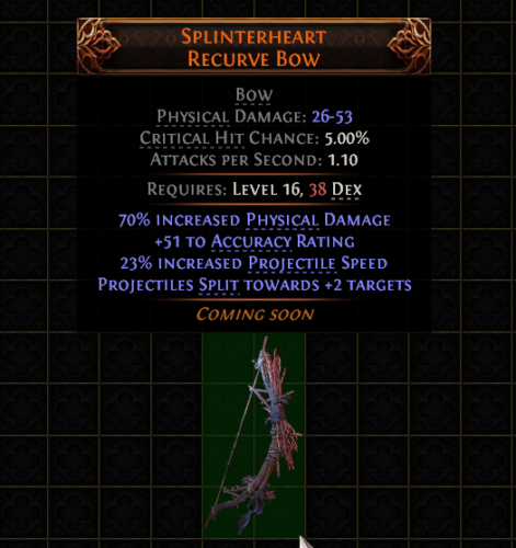 Path Of Exile 2Early AccessUnique BowSplinterheart Recurve Bow