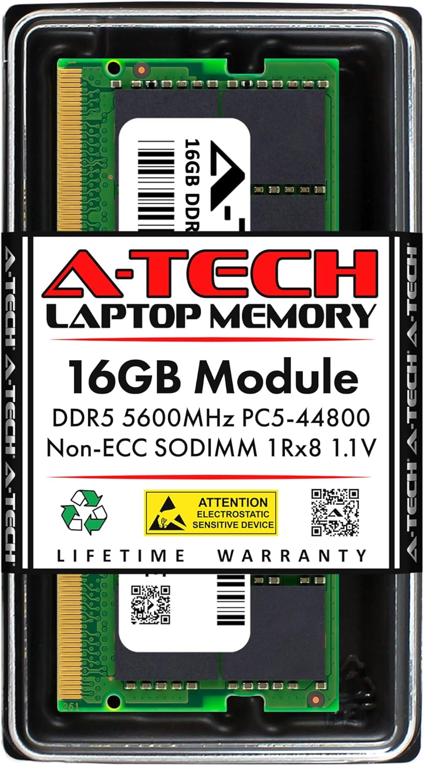 A-Tech 16GB RAM Replacement for Hynix HMCG78AGBSA095N | DDR5 5600MHz PC5-44800 SODIMM 1Rx8 1.1V 262-Pin Non-ECC Laptop Memory Module (HMCG78AGBSA095N-ATC)