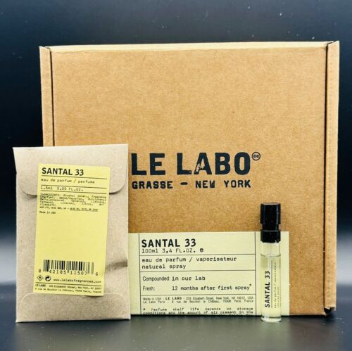 Le Labo Santal 33 Eau de Parfum EDP Sample Vial .05oz, 1.5mL – New in Pouch