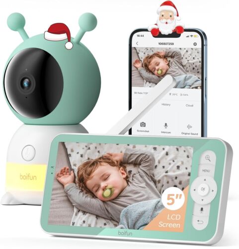 BOIFUN 2K 5″ Video Baby Monitor WiFi, 360 View Baby Camera with Night Light