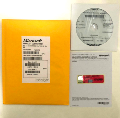 Microsoft SQL Server 2019 Standard Keycard 5 CALS – Global – X13-78563