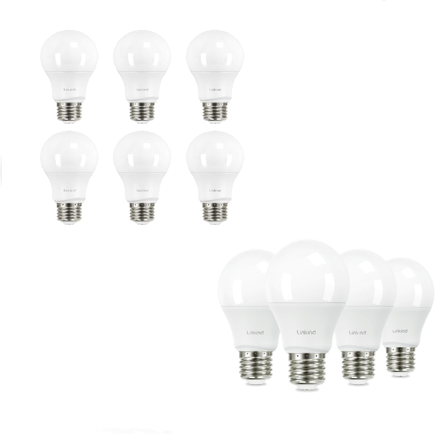 Linkind A19 LED Light Bulbs Non Dimmable Bulbs 60W Equivalent Daylight and and 100W Equivalent Soft White