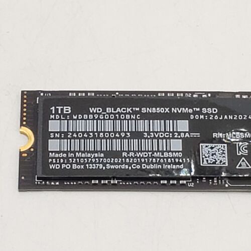 Western Digital SN850X Black NVMe Gaming Internal Solid State Drive 1TB