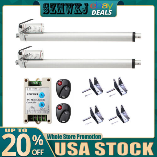 US 2X 1000N Linear Actuator W/ Remote Controller 12V Electric Motor Auto Lifting