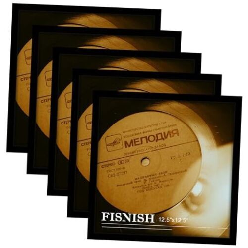 12.5×12.5 Record Frame Set of 5, Album Frames for Vinyl Records, with Polished