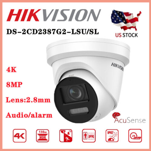 Original Hikvision DS-2CD2387G2-LSU/SL 8 MP ColorVu Fixed Turret Network Camera