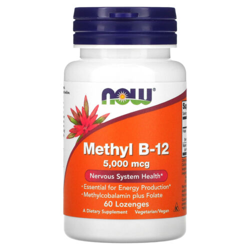 Now Foods Methyl B-12 5000 mcg 60 Lozenges GMP Quality Assured, Vegan,