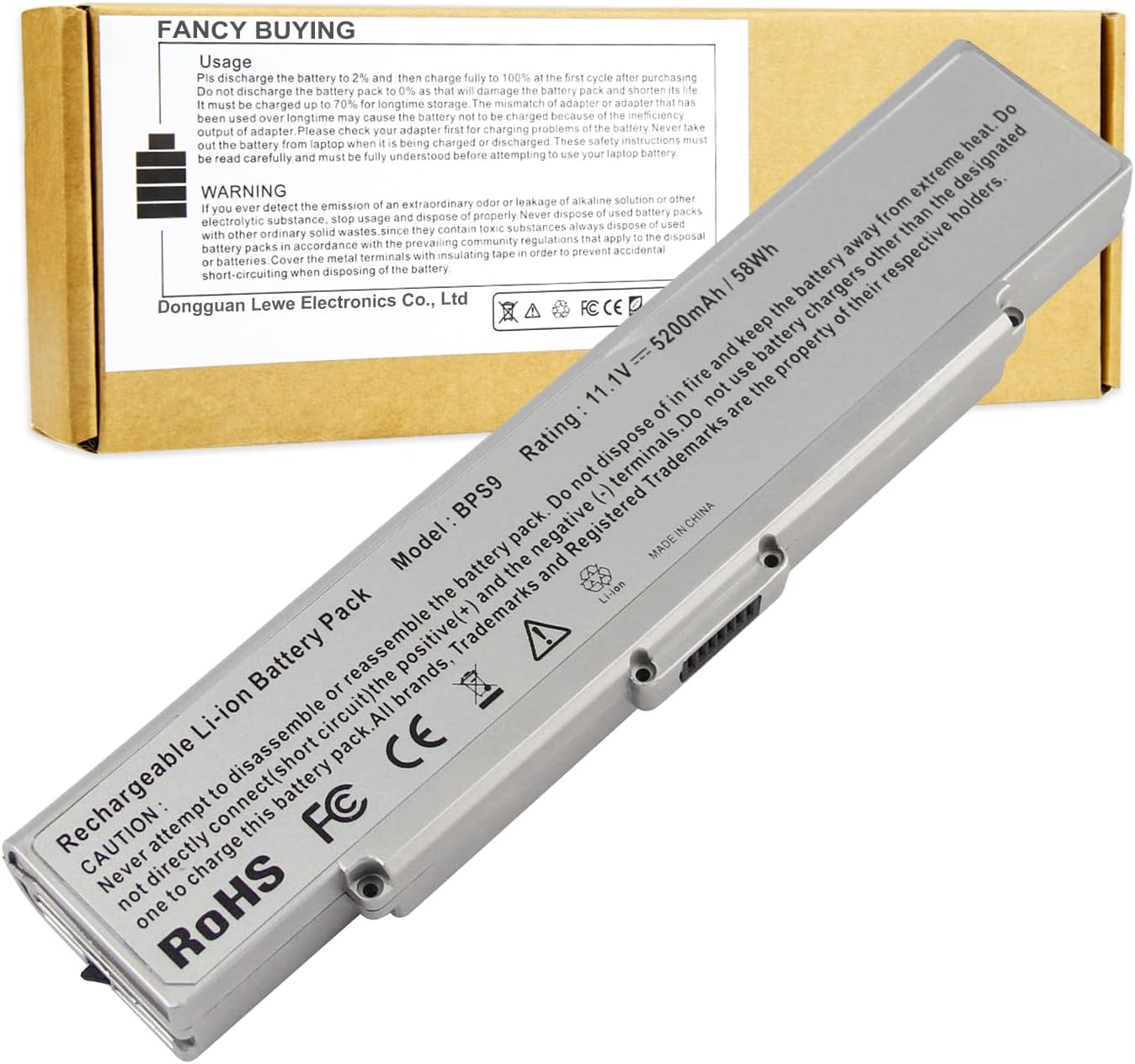 Fancy Buying Laptop Battery for Sony VAIO PCG VGN-AR VGN-NR VGN-SZ VGN-CR Series, fits P/N BPS9 VGP-BPL9 VGP-BPS9 VGP-BPS9/B VGP-BPS9/S VGP-BPS9A VGP-BPS9A/B (Silver 11.1V 5200mAh)