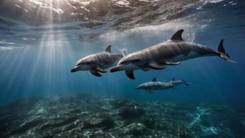 Dolphin Sea Scape Digital AI Art |Vibrant Wallpaper Background Desktop