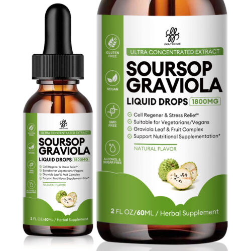 Soursop Graviola Extract Liquid Drops 1800mg Support Regeneration, Immune Boost