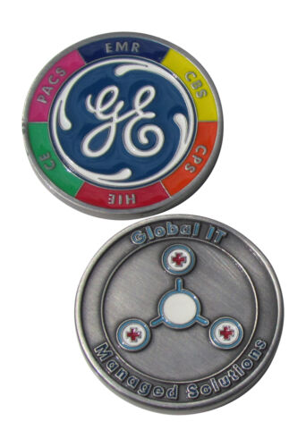 GE Global IT Managed Solutions Brass Challenge Coin