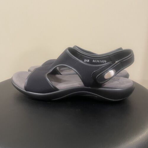 SAS Harmony Mesh Black Hook Loop Adjustable Breathable Sandal  Womens 8.5 Narrow