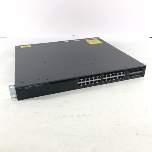 Cisco WS-C3650-24PS-S 24-Port Gigabit PoE Switch w/ (2x) 640WAC + Rack Ears