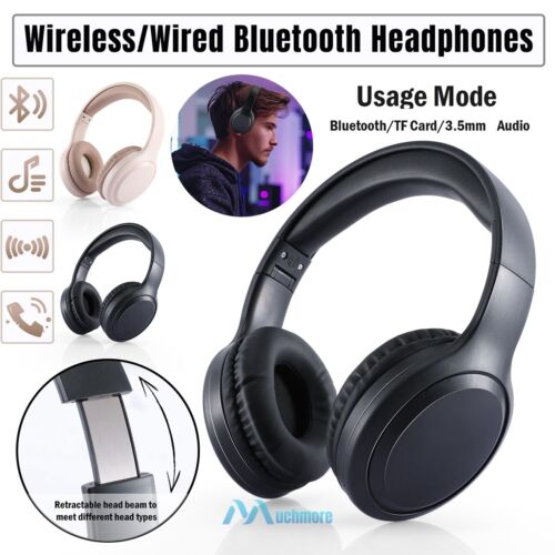 Bluetooth Wireless/3.5mm Wired Gaming Headset Headphone with Mic Music Earphone