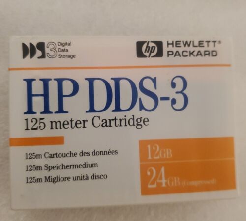 HP DDS-3 125 meters. Digital  Data Storage Cartridge. 12/24GB compressed. New.