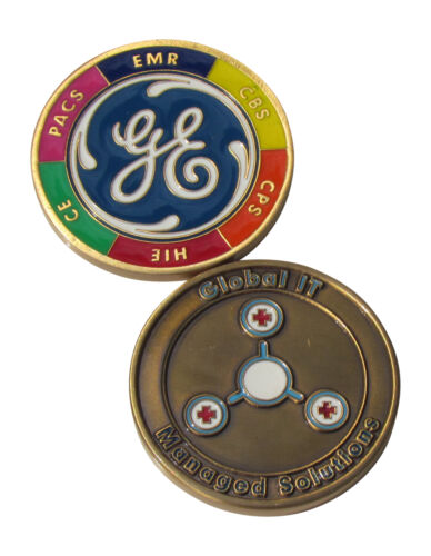 GE Global IT Managed Solutions Gray Challenge Coin