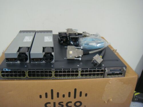 Cisco WS-C3750X-48PF-S 48-Port Gigabit  Switch w/2x 1100WAC, NM-10G CARD, CABLES