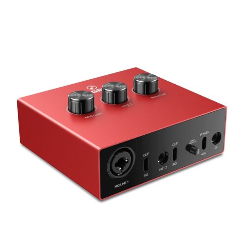 USB Audio Interface with 1x XLR/TRS 1x 1/4″ 2X RCA USB, Red AU11-R