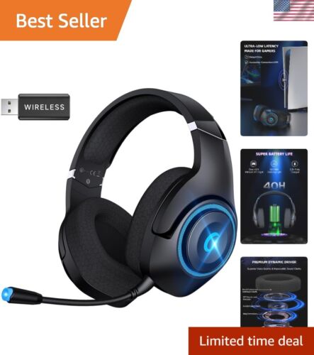 Premium Wireless Gaming Headset for PS5 with 40-Hr Battery & Noise-Canceling Mic