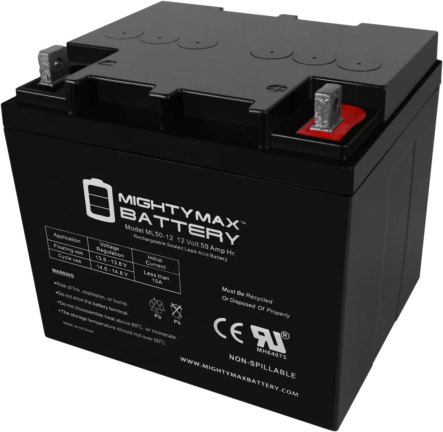 Mighty Max Battery ML50-12 -12V 50AH SLA Replaces Alpha Cell SMU-HR 12-40