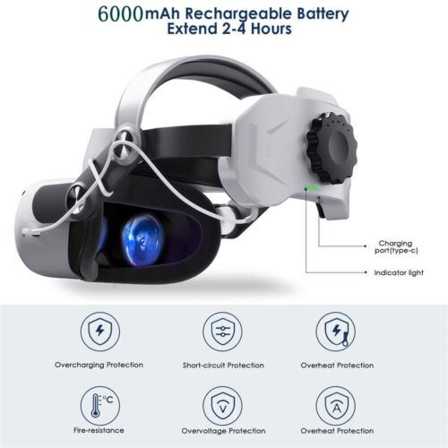 For Meta Oculus Quest 3 VR with 6000mAh Battery Elite Head Strap Band Adjustable