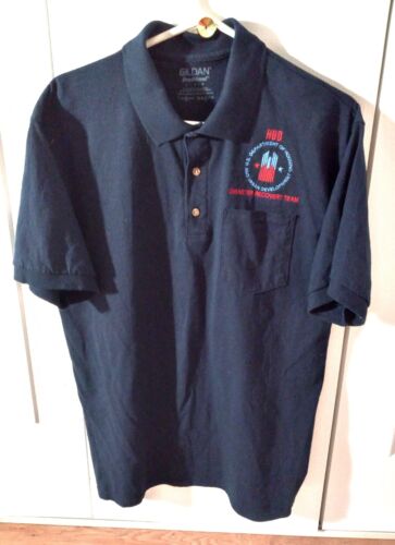 Men’s Navy Gildan Dryblend Large HUD Disaster Recovery Team Logo Golf Polo Shirt