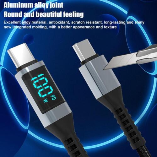 USB C to USB C Cable 5A PD 100W Fast Charging Cord LED Display Type C Charg Z9Y1