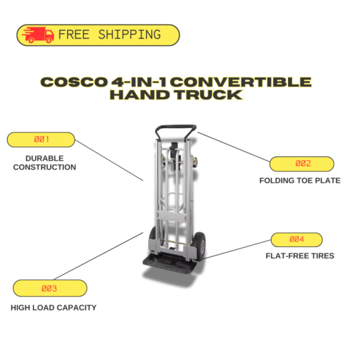 Cosco 4-in-1 Convertible Hand Truck/ Cart / Platform Cart Flat-free Wheel NEW